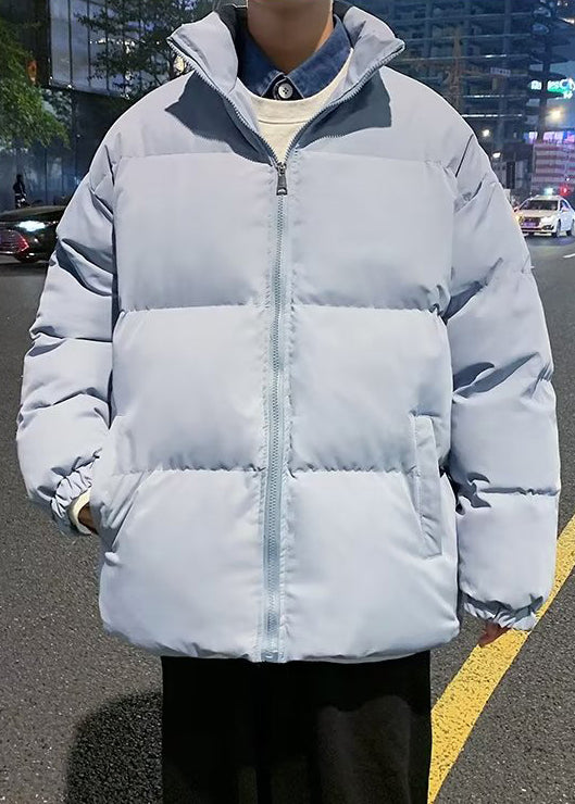 Simple Black Zip Up Pockets Solid Men Parka WinterRM012 ABC