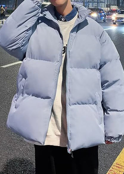 Simple Black Zip Up Pockets Solid Men Parka WinterRM012 ABC