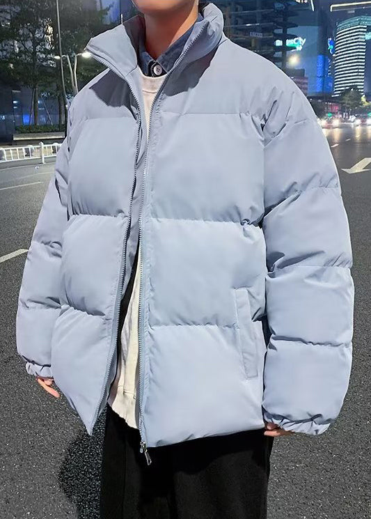 Simple Black Zip Up Pockets Solid Men Parka WinterRM012 ABC