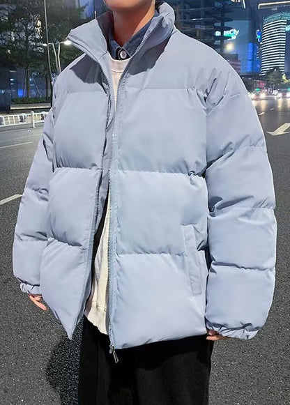 Simple Black Zip Up Pockets Solid Men Parka WinterRM012 ABC