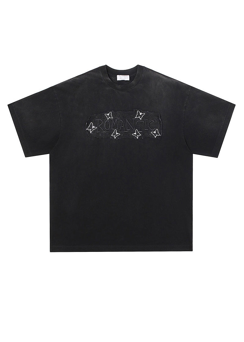 Simple Blue Embroideried Solid Cotton Mens Neutral T Shirts Summer LK051 Men-Silk-MENT240630