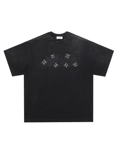 Simple Blue Embroideried Solid Cotton Mens Neutral T Shirts Summer LK051 Men-Silk-MENT240630