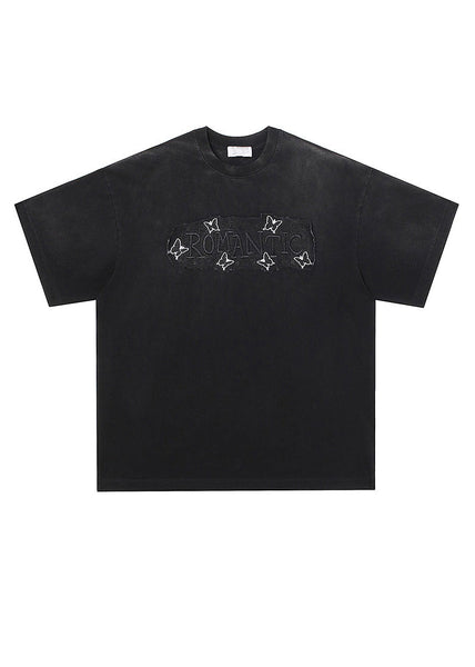 Simple Blue Embroideried Solid Cotton Mens Neutral T Shirts Summer LK051 Men-Silk-MENT240630