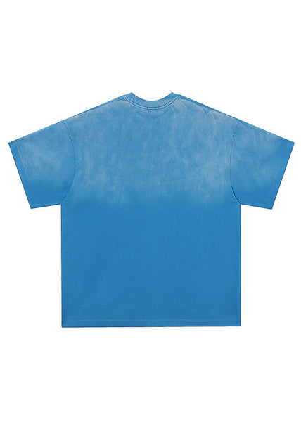 Simple Blue Embroideried Solid Cotton Mens Neutral T Shirts Summer LK051 Men-Silk-MENT240630