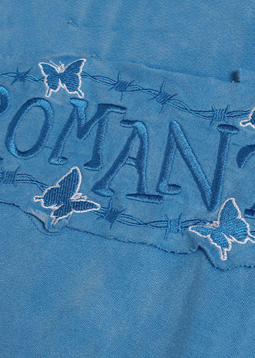 Simple Blue Embroideried Solid Cotton Mens Neutral T Shirts Summer LK051 Men-Silk-MENT240630