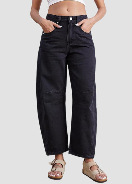 Waist Denim Summer Simple High Pants Blue Crop Pockets FashionChic