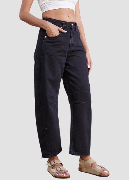 Waist Denim Summer Simple High Pants Blue Crop Pockets FashionChic