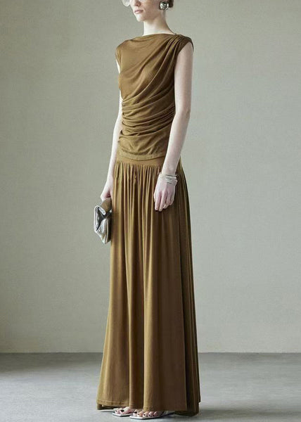 Cotton Design Wrinkled Pieces Brown Simple Set Original Two FashionChic