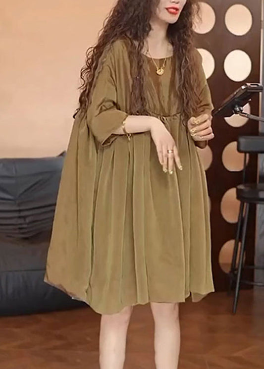 Dress Oversized Day Brown Simple Chiffon Summer FashionChic