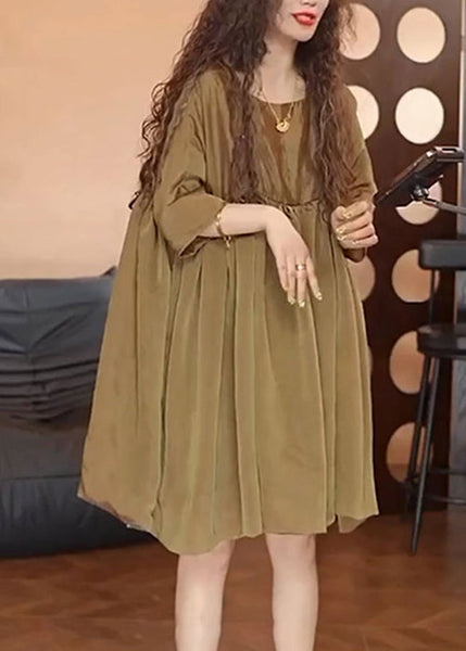 Dress Oversized Day Brown Simple Chiffon Summer FashionChic