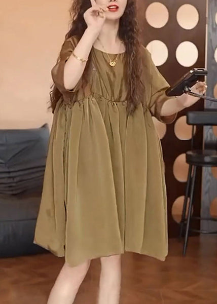 Dress Oversized Day Brown Simple Chiffon Summer FashionChic