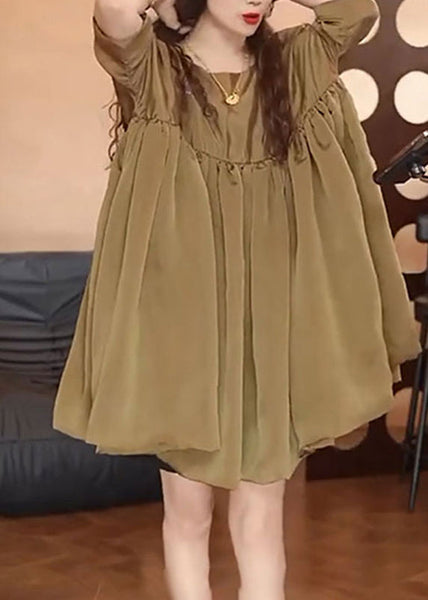 Dress Oversized Day Brown Simple Chiffon Summer FashionChic