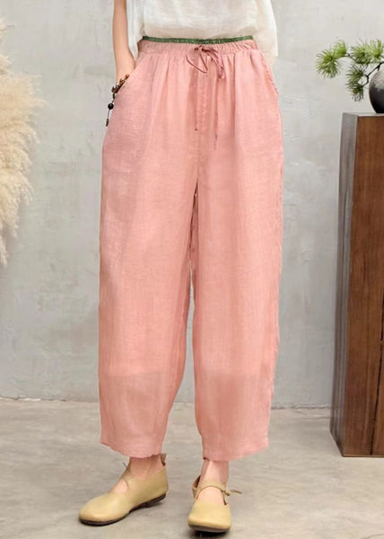 Summer Pants Oversized Brown Linen Simple Harem FashionChic