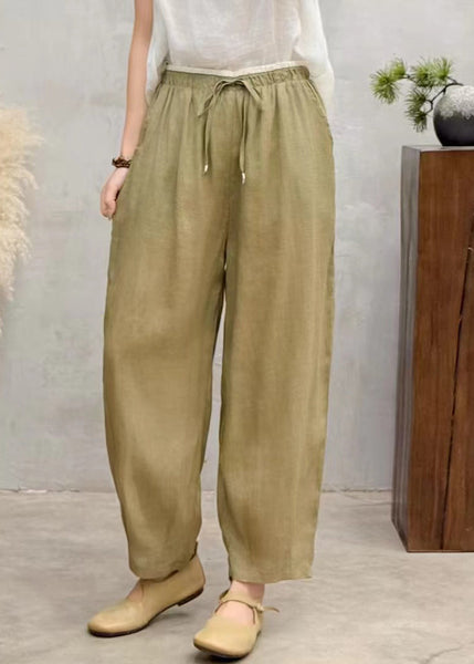 Summer Pants Oversized Brown Linen Simple Harem FashionChic