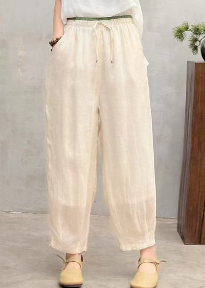 Summer Pants Oversized Brown Linen Simple Harem FashionChic