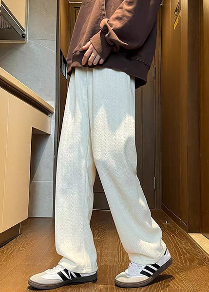 Chenille Mens Fall Pockets Brown Pants Solid Waist Simple Elastic FashionChic