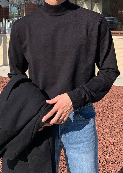 Simple Brown Turtleneck Solid Knit Men Sweaters Winter RJ039 ABC