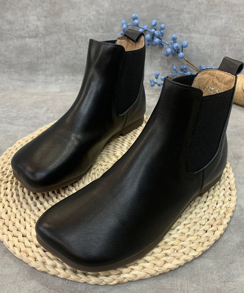 Simple Camel Solid Splicing Cowhide Leather Ankle Boots RT1055 Ada Fashion