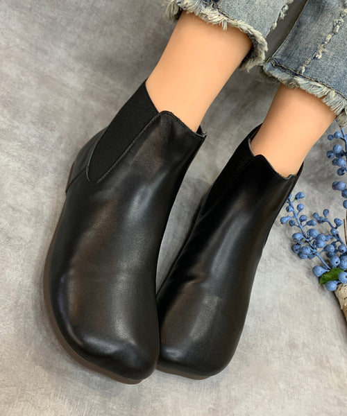 Simple Camel Solid Splicing Cowhide Leather Ankle Boots RT1055 Ada Fashion