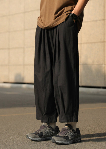 Chocolate Pants Crop Mens Waist Cotton Elastic Solid Simple FashionChic