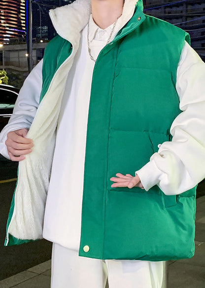 Simple Coffee Hooded Zippered Warm Fleece Mens Waistcoat Winter RN015 ABC