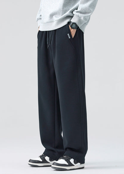 Simple Coffee Lace Up Elastic Waist Warm Fleece Mens Pants Spring RM040 ABC