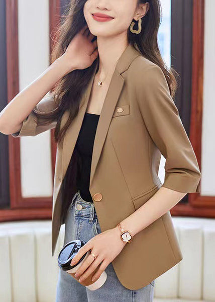 Simple Coffee Notched Spandex Jacket Half Sleeve YJ056 ABC