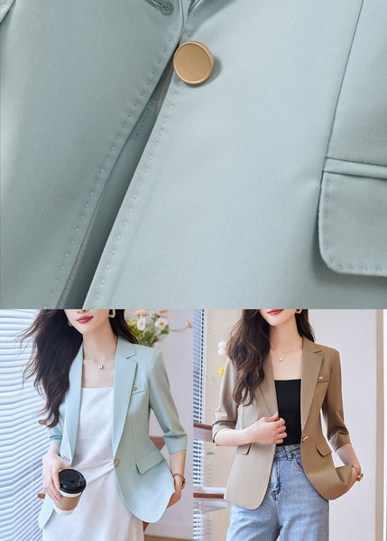 Simple Coffee Notched Spandex Jacket Half Sleeve YJ056 ABC