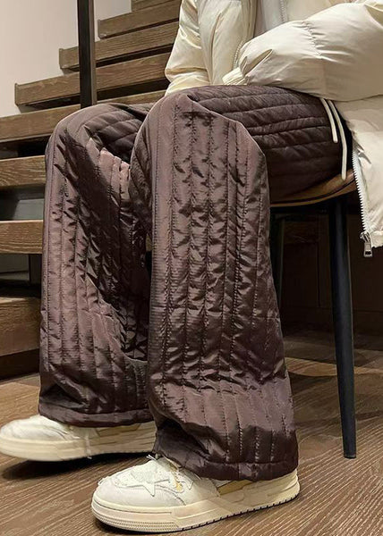 Simple Coffee Pockets Solid Elastic Waist Cotton Filled Men Pants Winter RM031 ABC