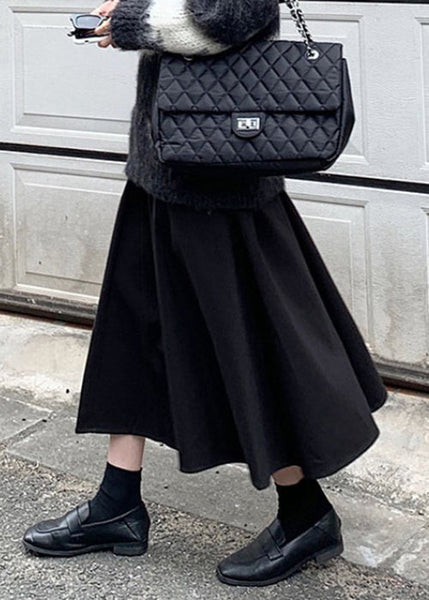 Jupe courte en laine patchwork froissée taille haute, couleur café simple, automne TU020