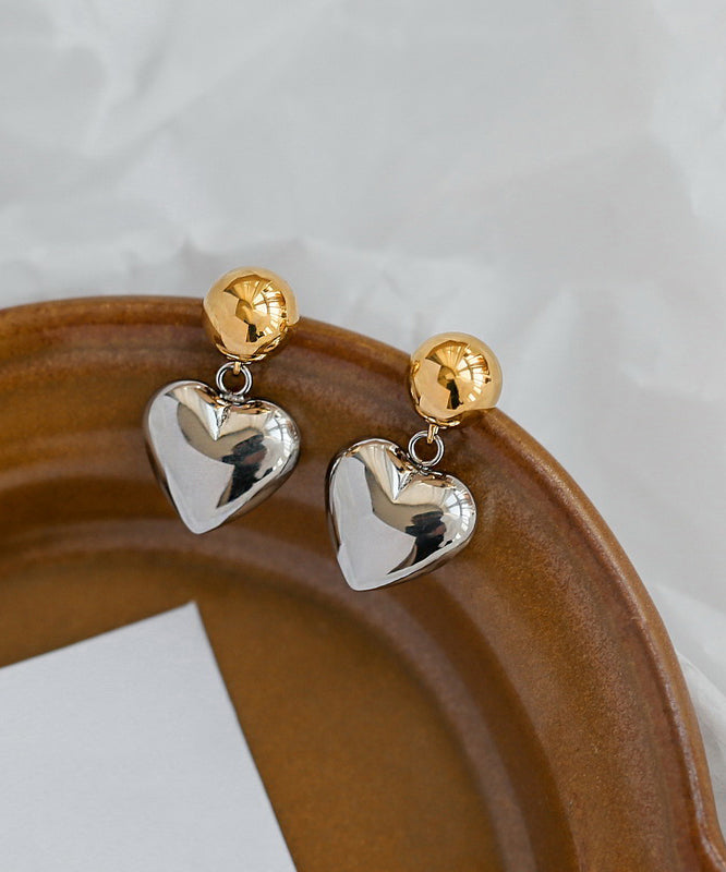 Earrings Colorblock Love Simple Copper Stud Overgild FashionChic