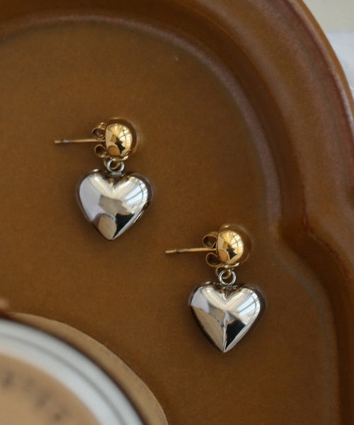 Earrings Colorblock Love Simple Copper Stud Overgild FashionChic