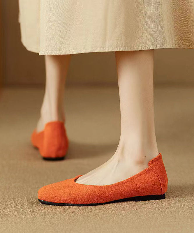 Simple Comfortable Flats Penny Loafers Orange Suede QK033 shoe-PDX241013