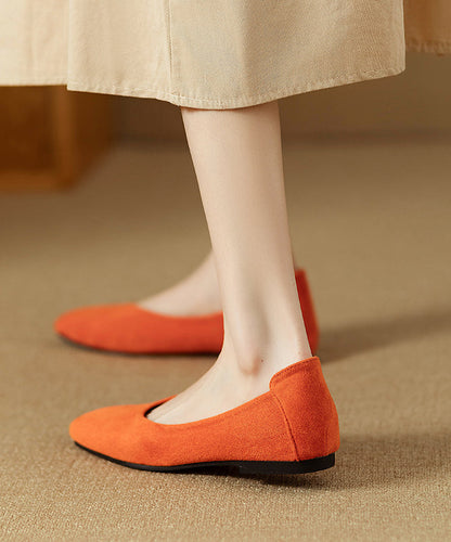 Simple Comfortable Flats Penny Loafers Orange Suede QK033 shoe-PDX241013