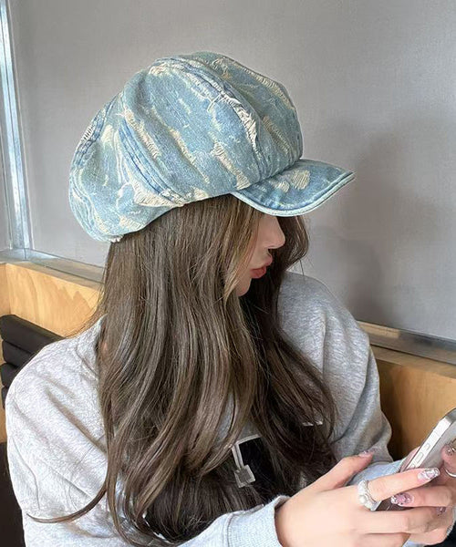 Ripped Fashion Simple Breton Vintage Blue Striped Hat FashionChic