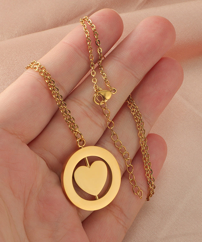 Necklace Stainless Steel Love Gold Pendant Simple Overgild FashionChic