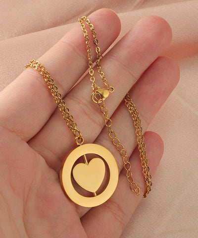 Necklace Stainless Steel Love Gold Pendant Simple Overgild FashionChic