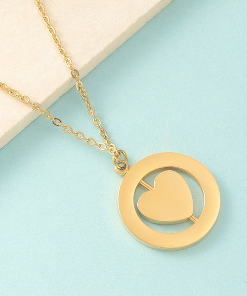 Necklace Stainless Steel Love Gold Pendant Simple Overgild FashionChic