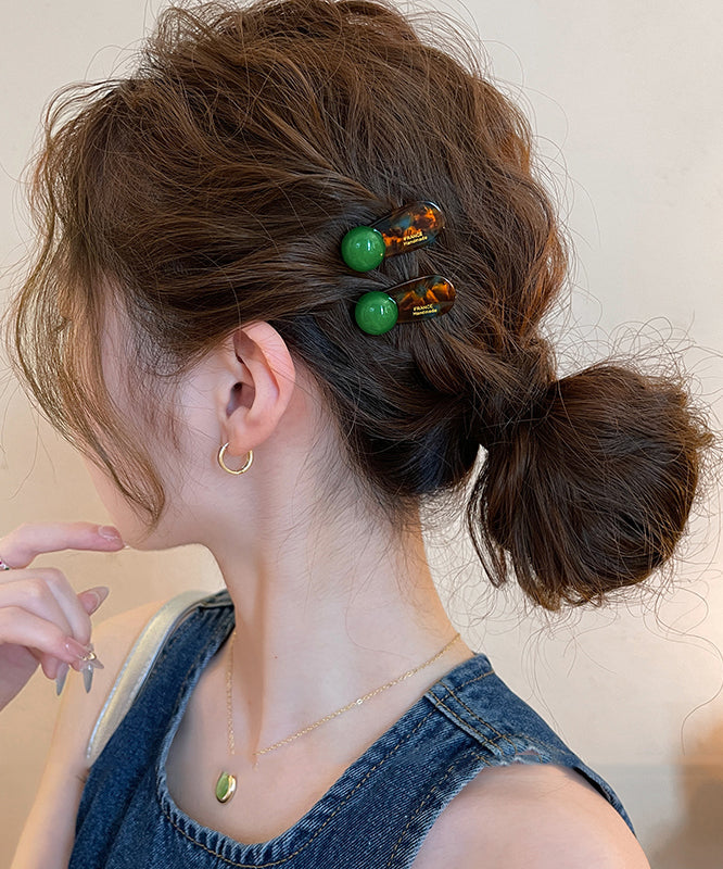 Green Acrylic Alloy Ball Simple Hairpin FashionChic
