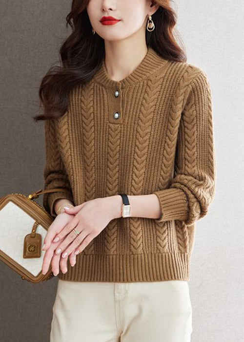 Simple Green O Neck Button Warm Cotton Knit Sweaters Spring TB020