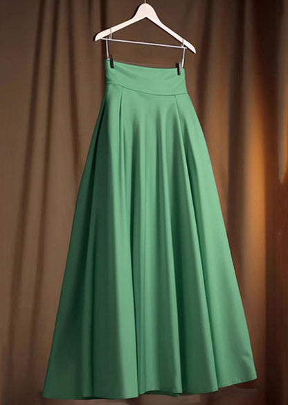 Skirt Green Solid Cotton High Simple Waist Spring FashionChic