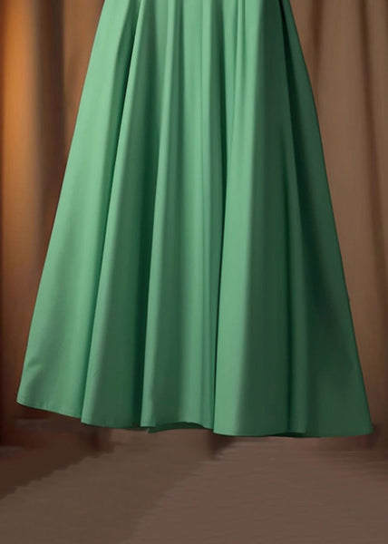 Skirt Green Solid Cotton High Simple Waist Spring FashionChic