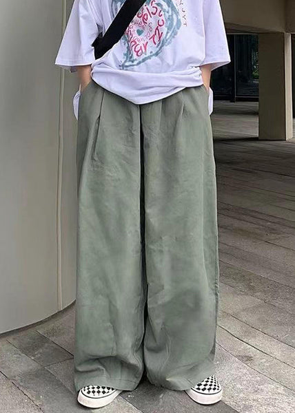 Pants Wide Simple Mens Cotton Green Solid Leg FashionChic