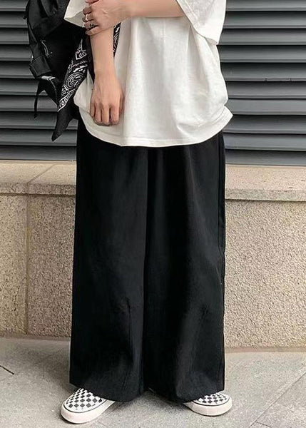 Pants Wide Simple Mens Cotton Green Solid Leg FashionChic