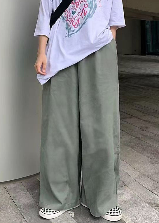 Pants Wide Simple Mens Cotton Green Solid Leg FashionChic