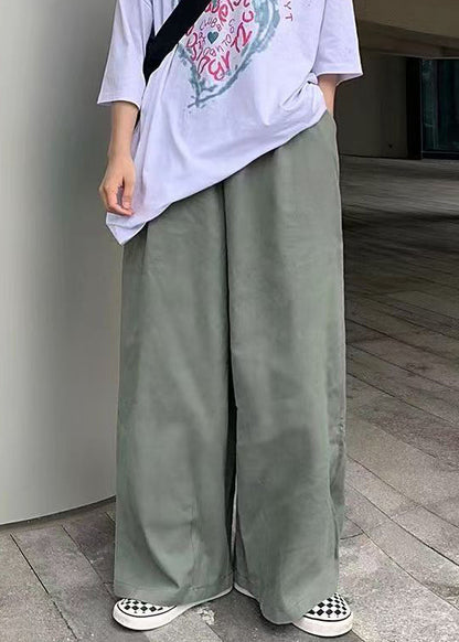 Pants Wide Simple Mens Cotton Green Solid Leg FashionChic