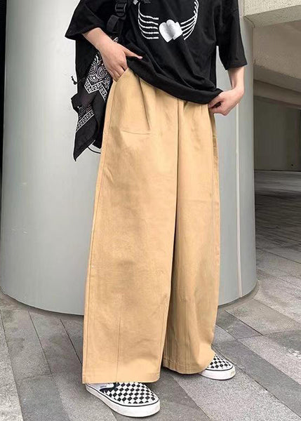 Pants Wide Simple Mens Cotton Green Solid Leg FashionChic