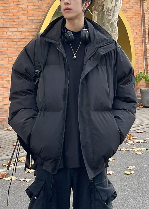 Simple Green Zip Up Pockets Solid Men Parka Winter WL002 MENCW241123
