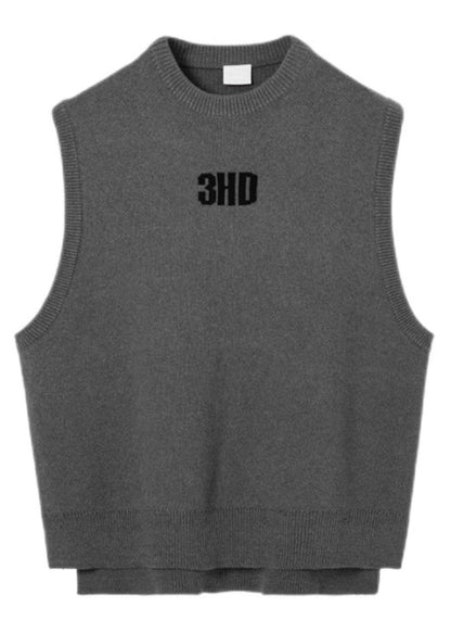 Simple Grey O Neck Letter Solid Men Knit Vest Fall RJ028 ABC