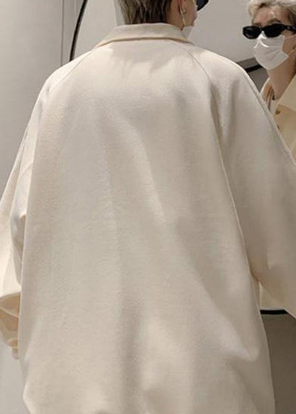 Cotton Button Sweatshirts Mens Spring Simple Grey TC033 Pan Peter Collar